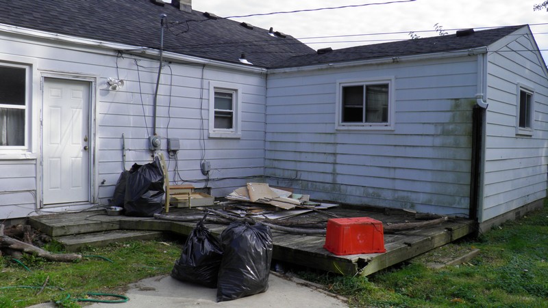 Back of the house has a large deck.