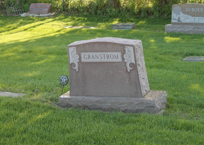 The main family headstone.  There used to be a tree on either side of the headstone.  The Cemetery removed them because they were getting to large.