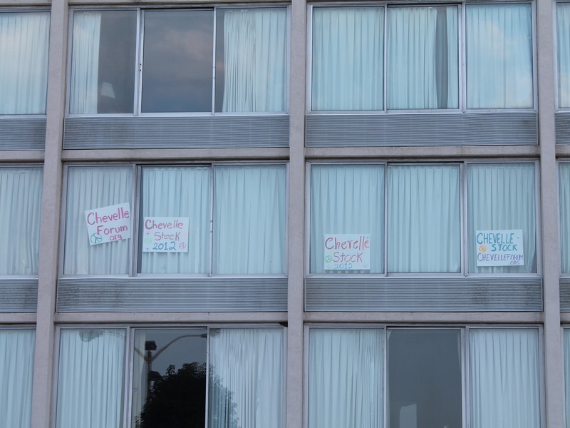 ChevelleStock and Chevelleforum.org posters in our hotel windows.