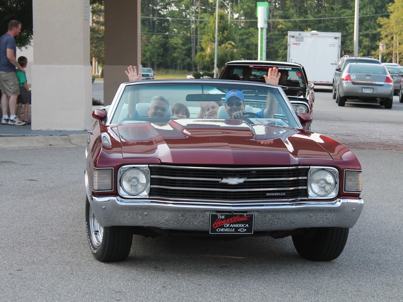 John (flash) and Joan in Joans 1972 Malibu Convertible.