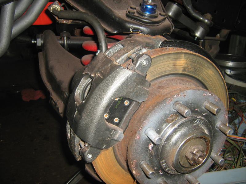 disc brakes off of a 90 1 ton box van.using 90 ball joints they bolted right up to my control arms