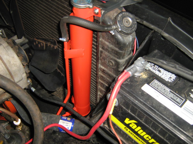 overflow tank i made out of exhast pipe and a valve cover breather