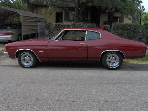72 Chevelle Malibu..Autumn Maple firemist with Black SS stripes.