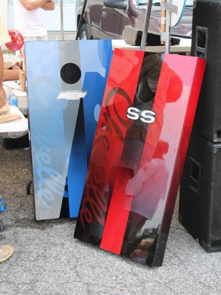 These corn hole boards were auctioned off at the banquet dinner. Lucky winner, these things were gorgeous.