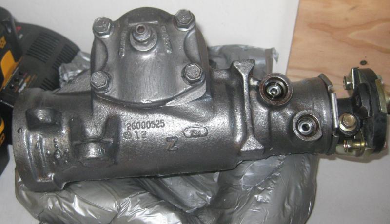 A new, rebuilt Jeep Grand Cherokee (93 to 98) steering box from Rock Auto. This is a 12;1 ratio for quicker steering and has much better road feel. It's a Saginaw box that looks like the original and accepts the Chevelle pitman arm.